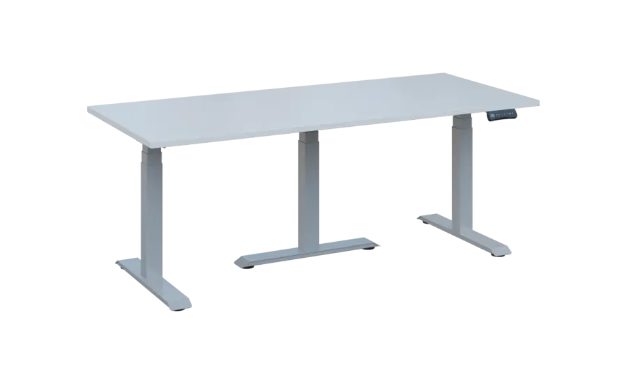 FLEXIMEET 180-80 výškově nastavitelný stůl, kovová podnož stříbrná, deska 25 mm, široký 1800 mm, bílá